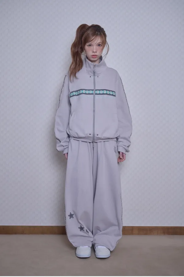 Ethnic line track zip-up (Gray)