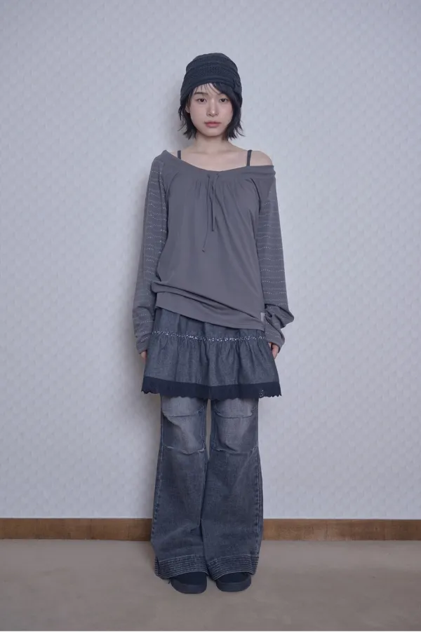 Draw-string long sleeves (Charcoal)