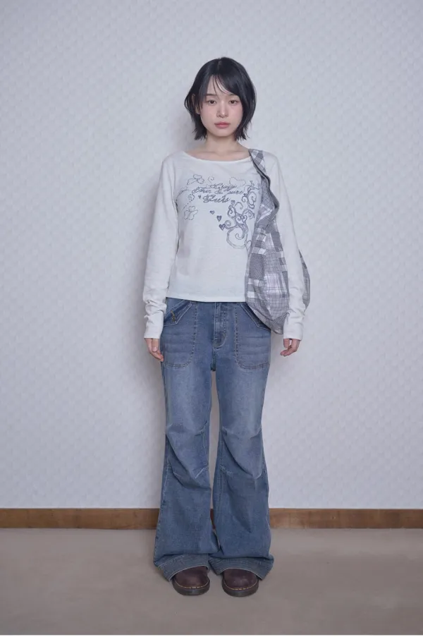 [6월 4일 출고] Mellow printed long sleeve T (Cream)