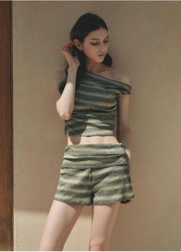 [6/10 예약배송] 원숄더 탑 & 폴더블 쇼츠 비키니 MDSW008_2 Colors