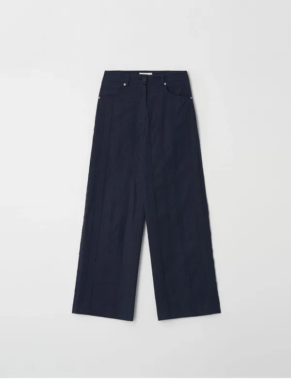 Lace Pattern Wide Pants(Navy)