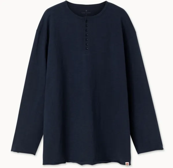 Henley neck long sleeve (Unisex)_Blueberry