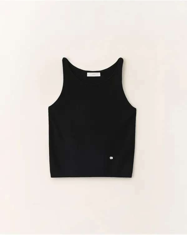 Airy knit sleeveless top_Black