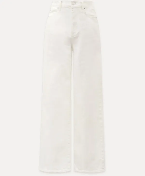 CHIXLABEL H 에크루 세미 와이드 진 - White