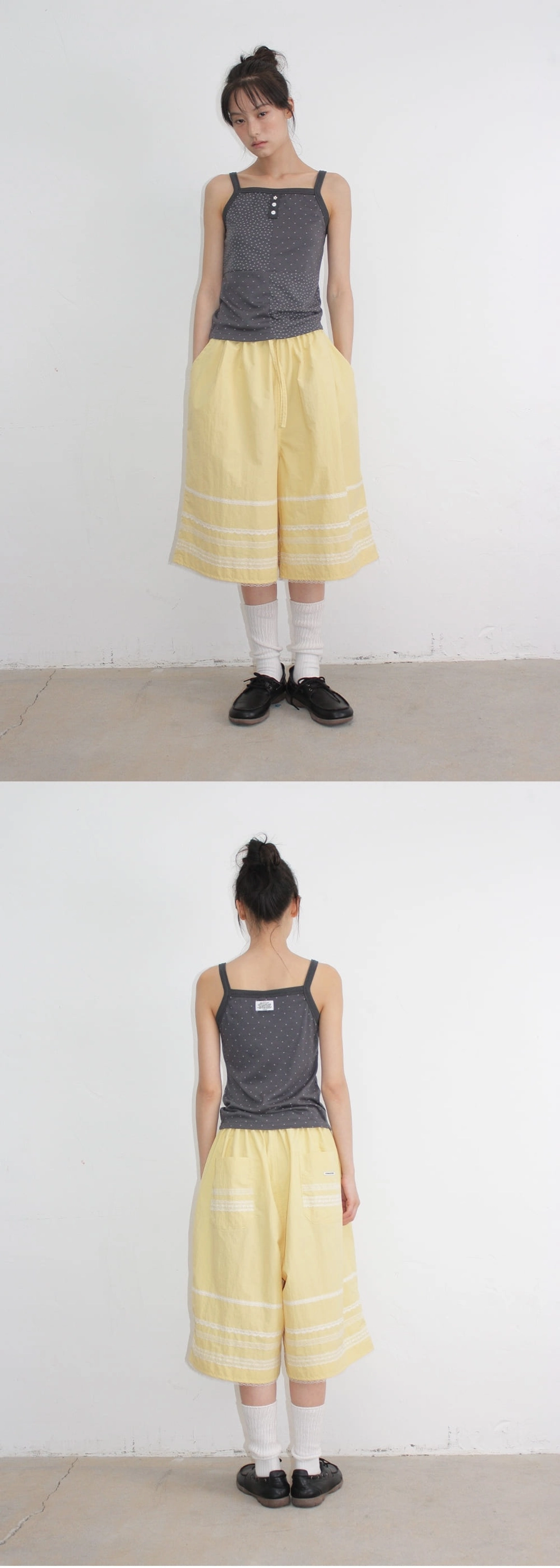 론론 PATTERN PATCHWORK BUTTON SLEEVELESS CHARCOAL 상품 이미지 3