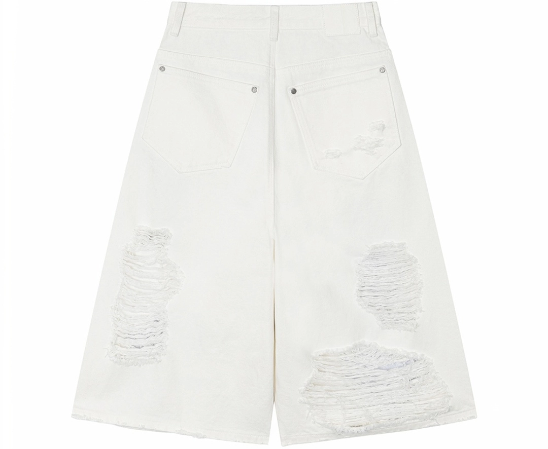 트리밍버드 Scratch Damage Denim Shorts [ White ] 상품 이미지 3