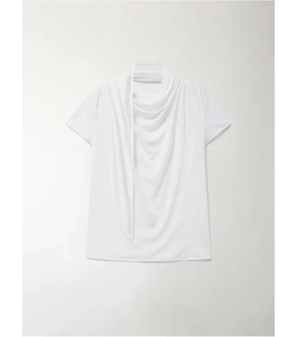 SHEER TIE NECK T-SHIRTS_IVORY_OF2C2XTS02IVY
