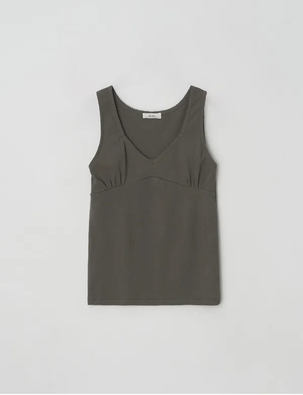 V-Neck Sleeveless Top(Khaki)