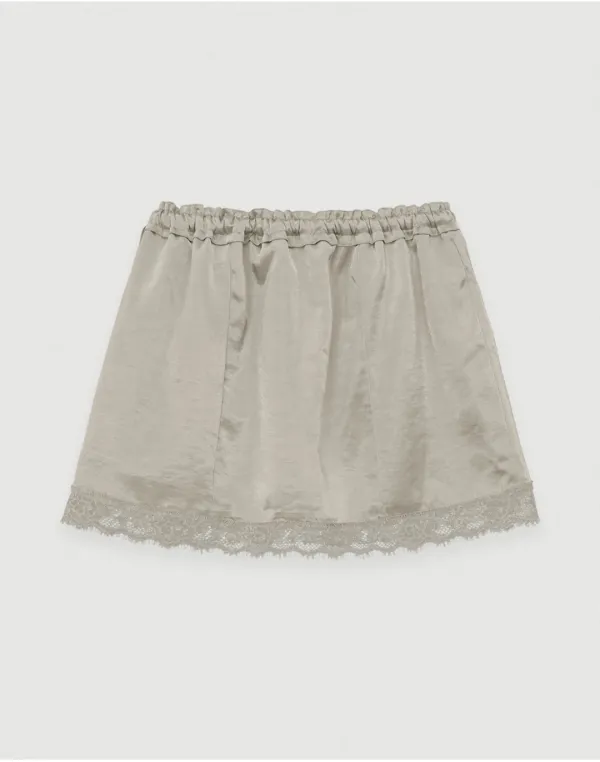 [3rd] Mini satin skirt - greige