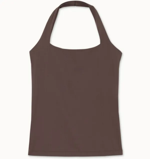 [Movement Line] Square halter tank top_Peppercorn