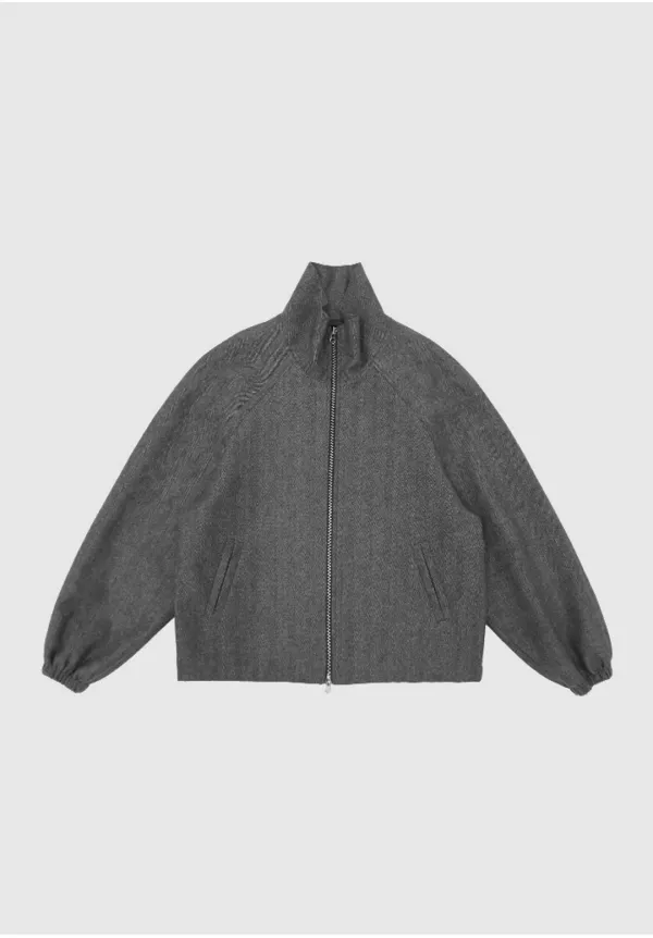 WOOL HERRINGBONE JUMPER_BROWN