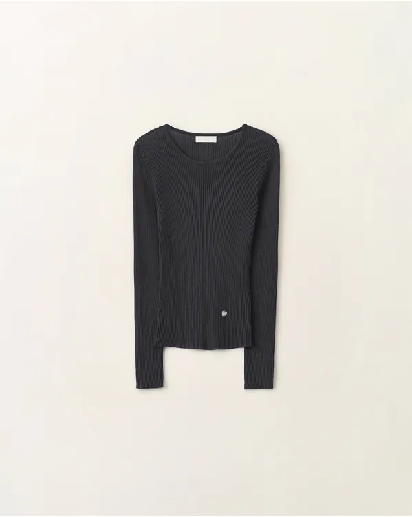 Slim fit ribbed top_Charcoal