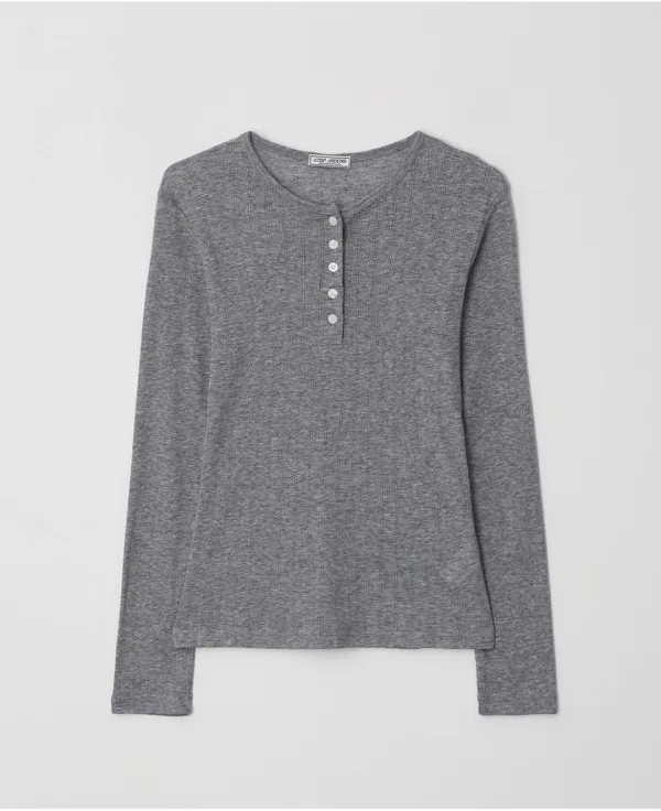 [프리오더] [6/1 순차발송] Henley Long Sleeve Tee_MELANGE