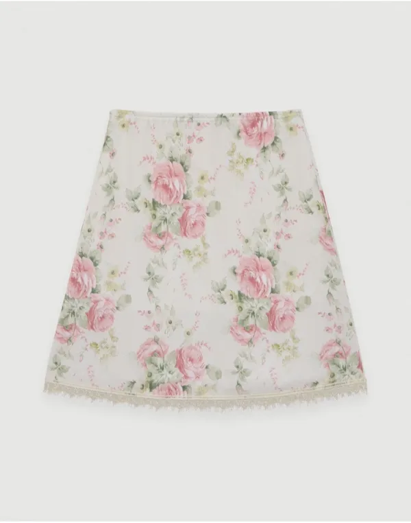 Roses floral midi skirt