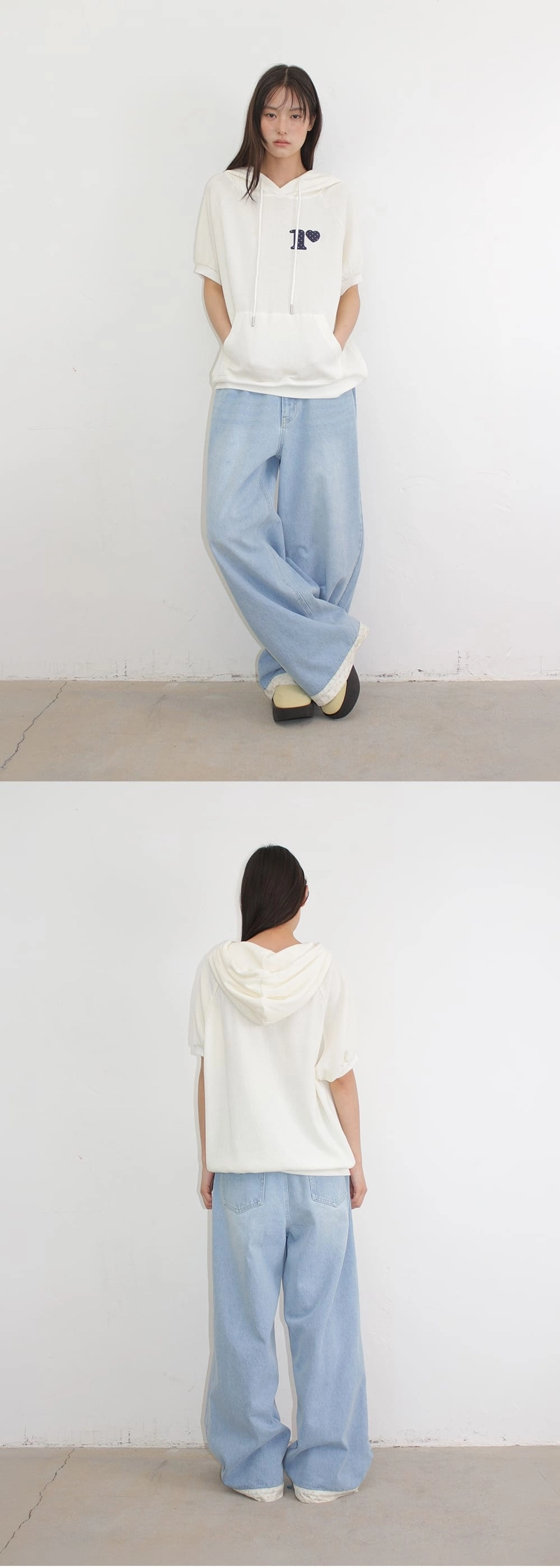 론론 [7/16 순차배송] DOT R HALF SLEEVE HOODIE SOFT YELLOW 상품 이미지 2