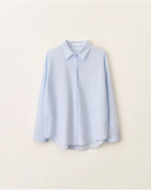 Relaxed drape long sleeve shirt_Sky blue