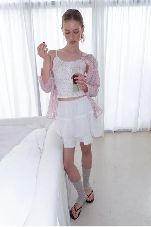 Flower Button Sleeveless Top, Pink