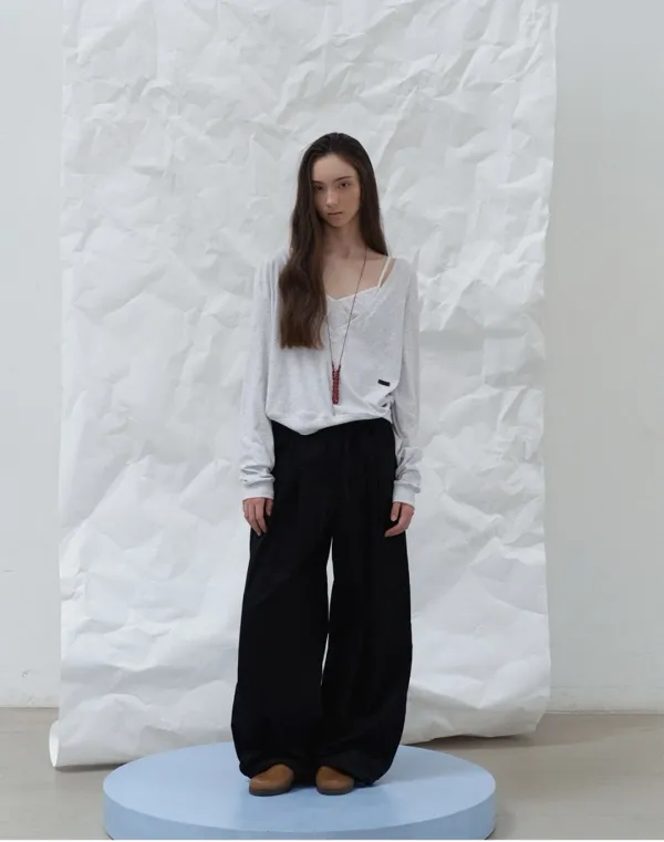 Legacy cotton pintuck pants - black
