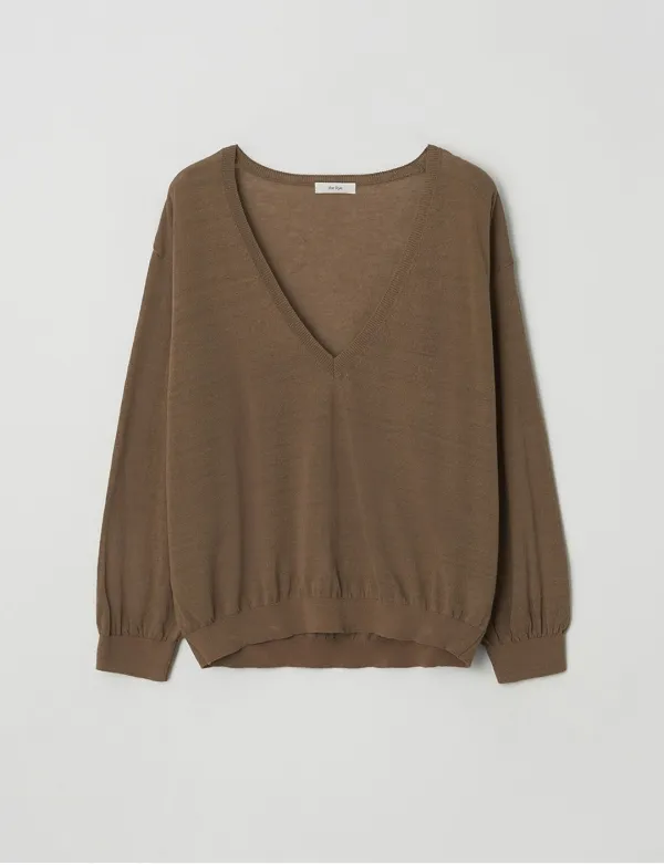 [2차] Deep V-Neck Sheer Knit(Beige)