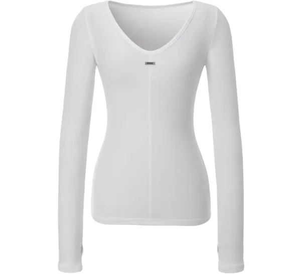 Sheer V-neck Top (white)