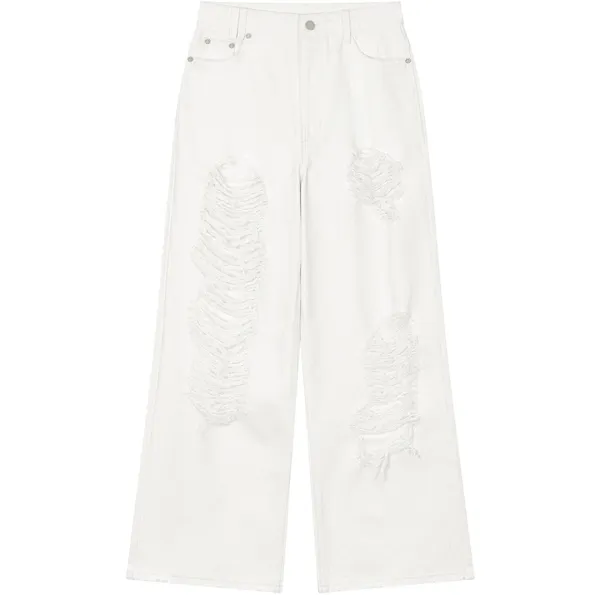 Scratch Damage Cotton Twill Pants [ White ]