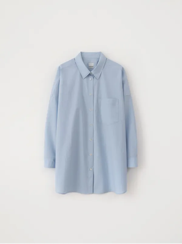 Cotton Wide Wrap Shirt (Skyblue)