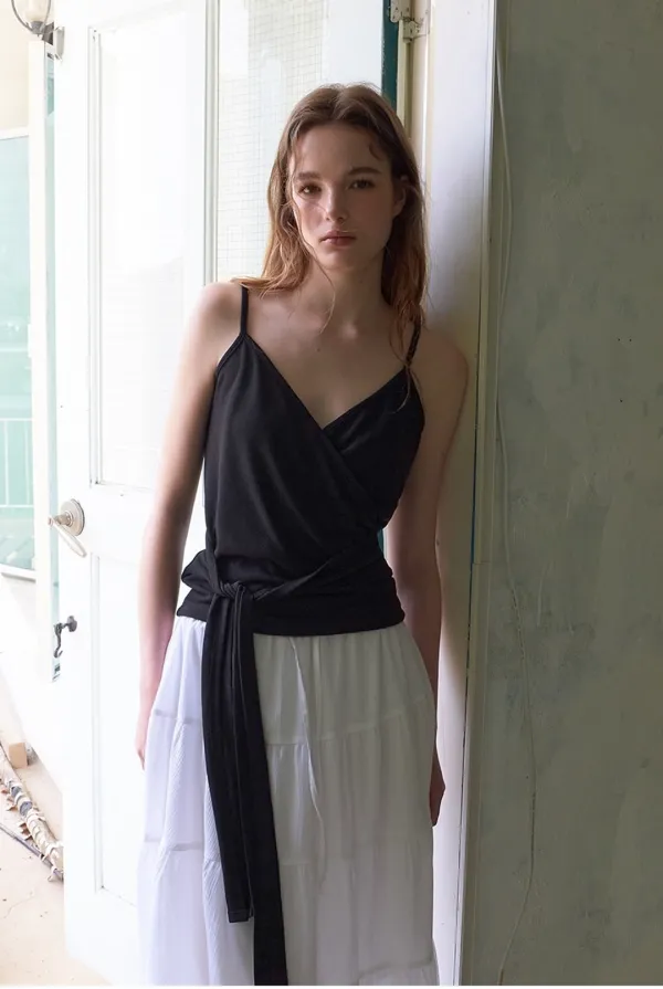 [5/27 예약배송] Wrap Strap Sleeveless Top, Black