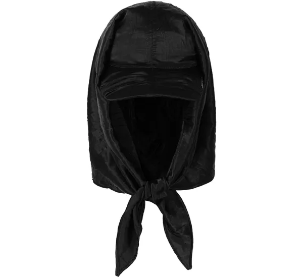Satin Draped Scarf Cap [ Black ]
