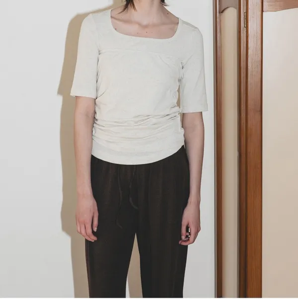 [26 Summer] Classic Square Neck Top - Ecru