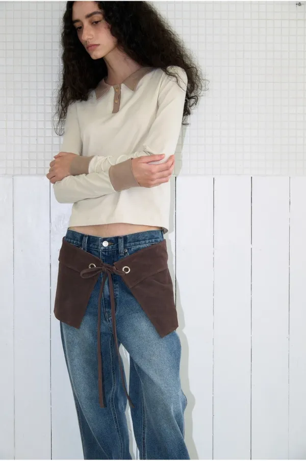 Eyelet Suede Belt [Brown]