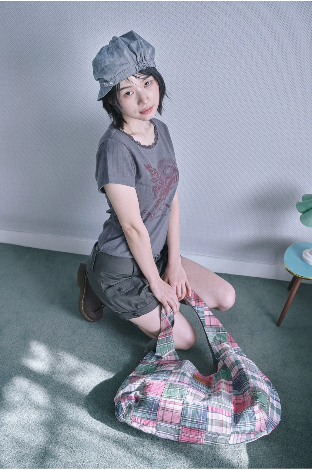 허그유어스킨 Patchwork reversible tote bag (Pink) 상품 이미지 1
