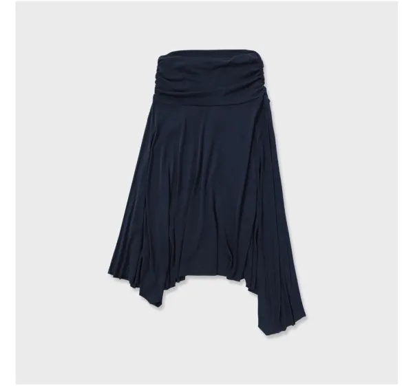 [PLZPROJECT]WAIST SHIRRING SKIRT, NAVY
