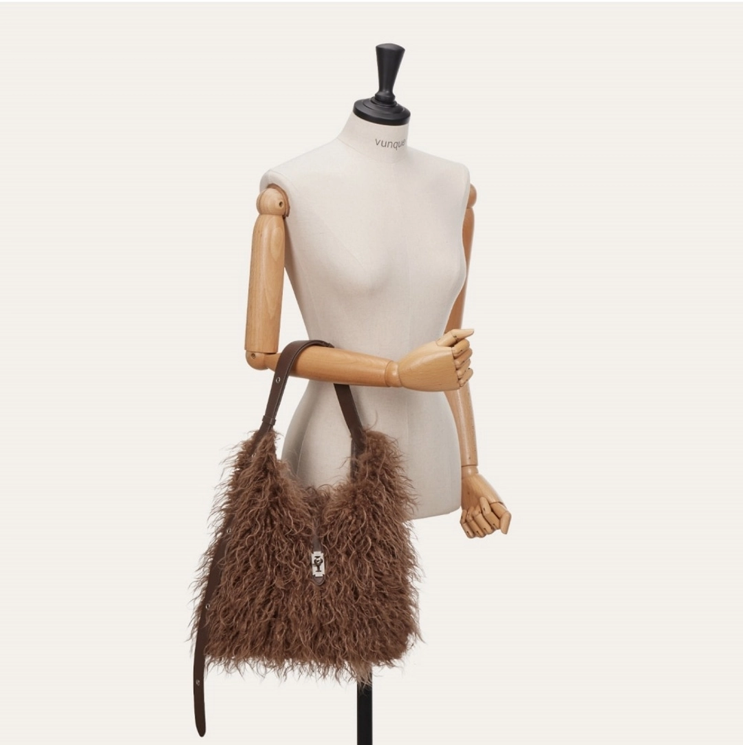 분크 Bunny Long Shearling Shoulder S (버니 롱 시어링 숄더 스몰) Greyish Taupe 상품 이미지 2