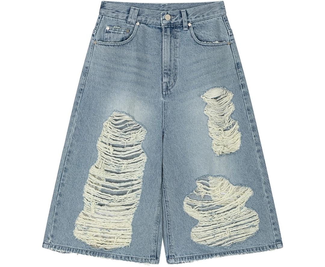 트리밍버드 Scratch Damage Denim Shorts [ Blue ] 상품 이미지 2