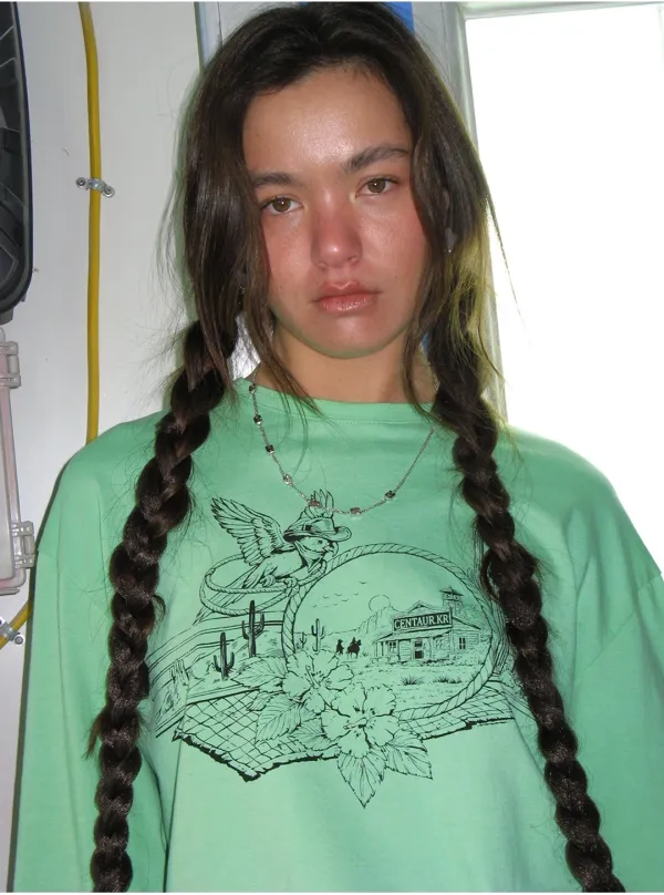 WESTERN WASHED LONG SLEEVE T-SHIRT_MINT