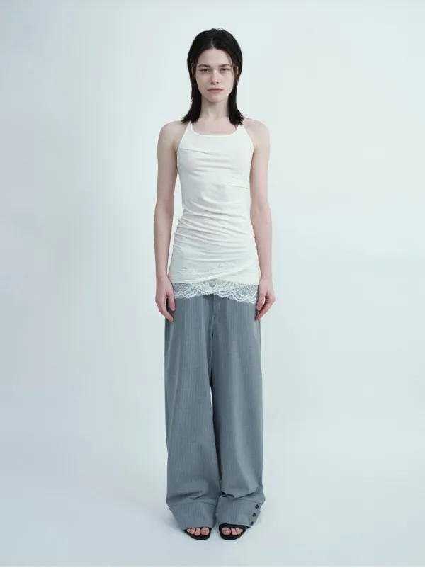 Lace Halter Sleeveless Top [Ivory]