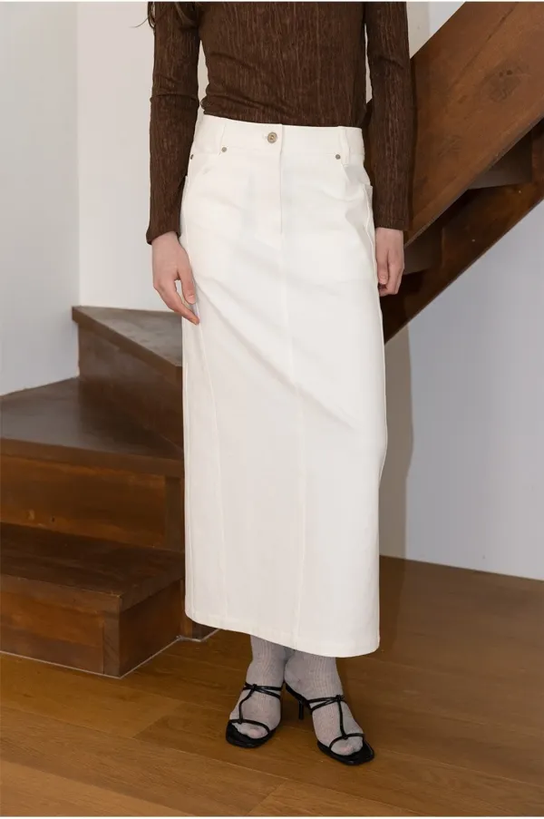 Denim-like Cotton Pencil Skirt SW6SS685_2color