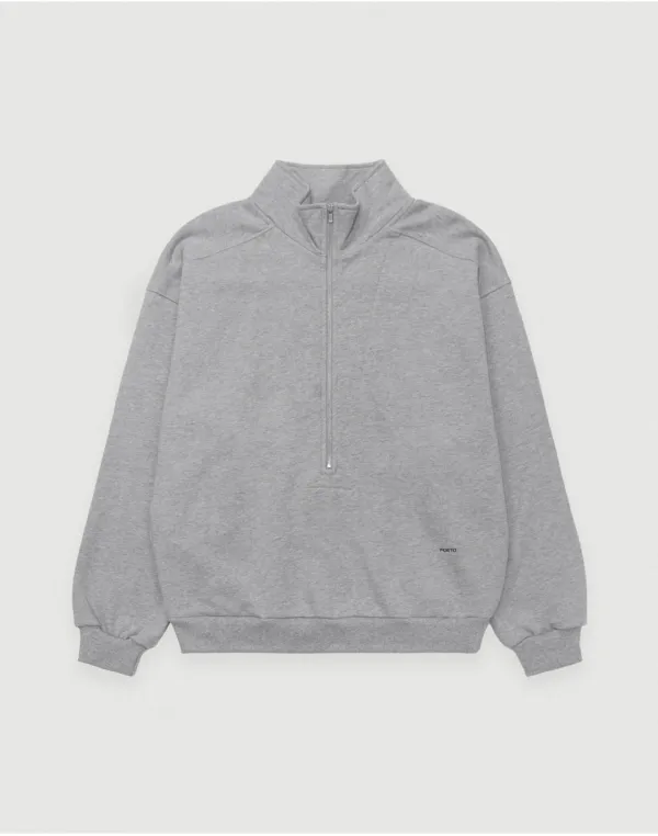 Dust half neck zip-up - grey - 포에토