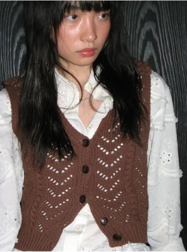 BB FLOWER KNIT VEST_BROWN
