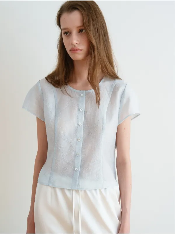 GARDEN JACQUARD BLOUSE_PALE BLUE_OF1C2XBS02PAB