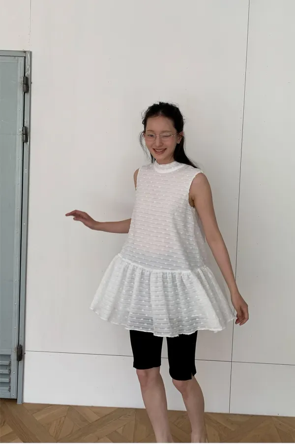 WRINKLE MINI DRESS - WHITE
