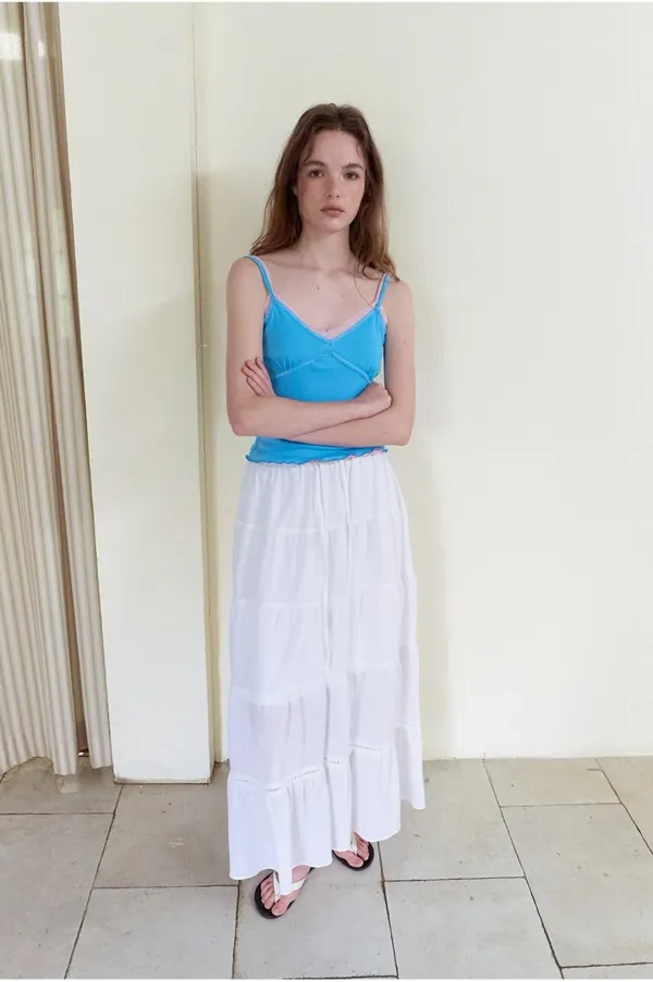 [5/22 예약배송] Cross Lace Cami Top, Blue