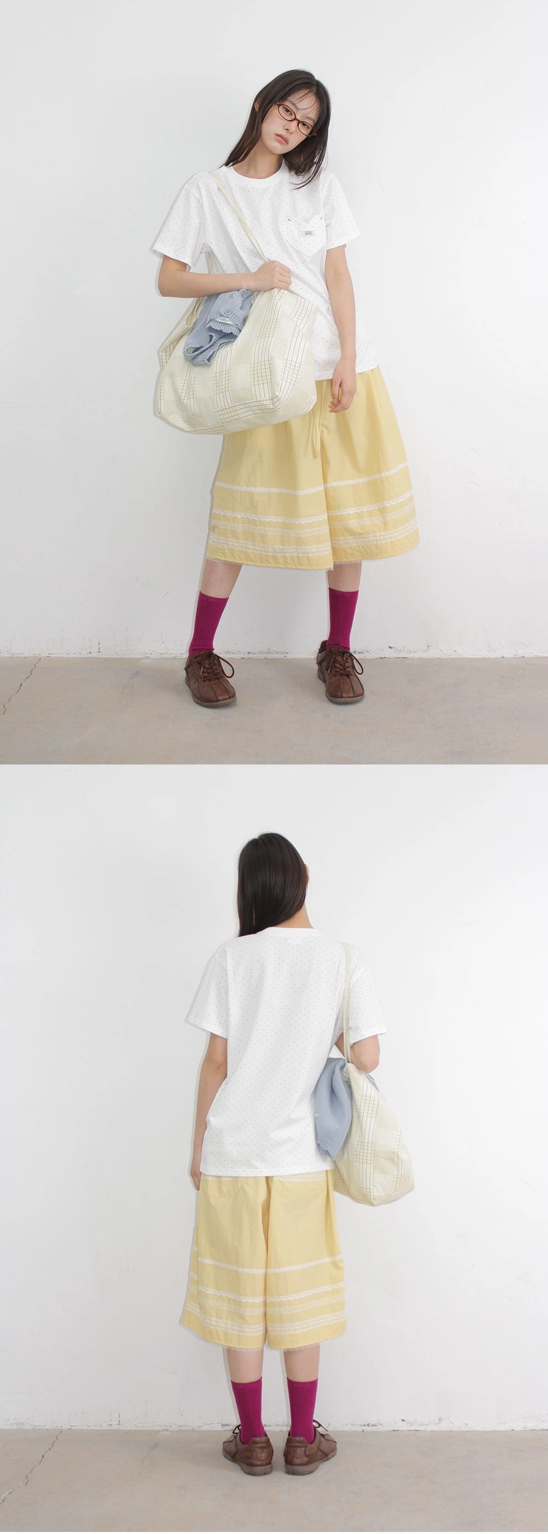 론론 PATTERN LOGO SHOPPER YELLOW CHECK 상품 이미지 2