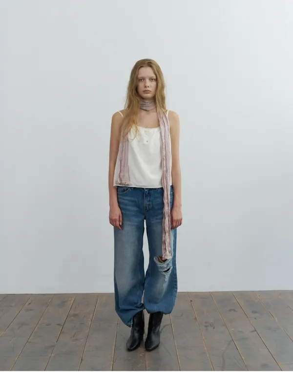 Fringe layered sleeveless set - cream