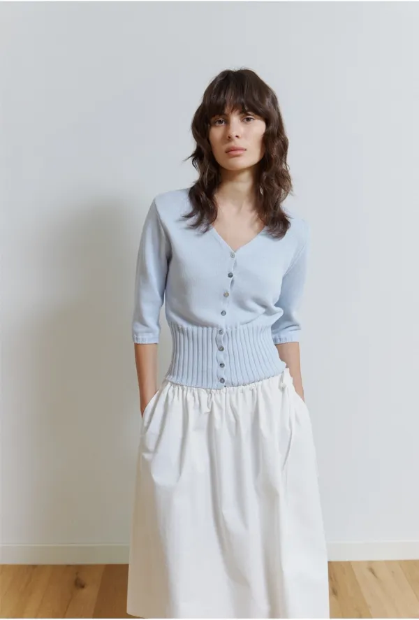 Vesto Cotton Cardigan in Powder blue