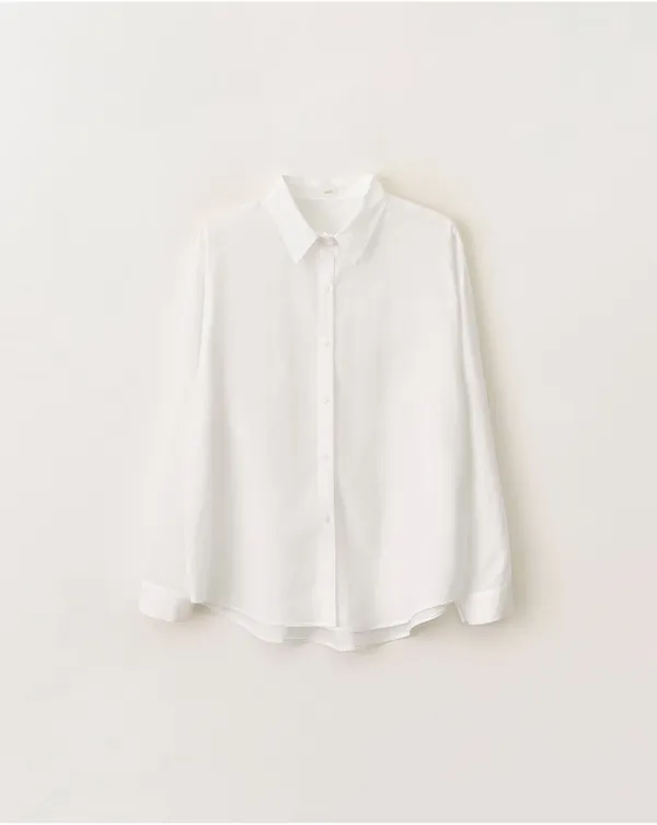 Relaxed drape long sleeve shirt_Ivory