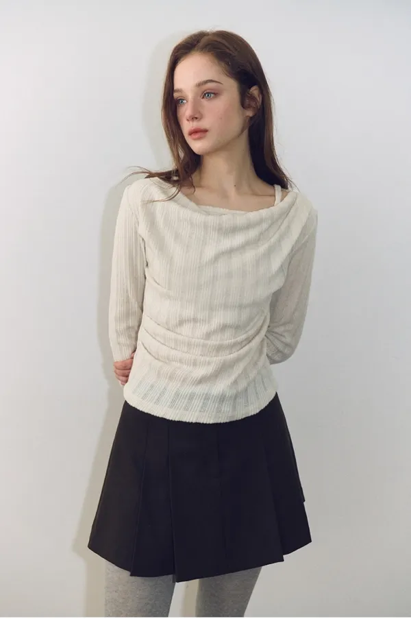 Brushed Drape T-Shirt, Cream