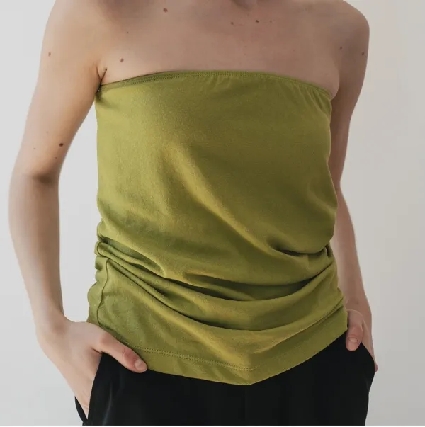 [26 Summer] Banding cotton Top - Green
