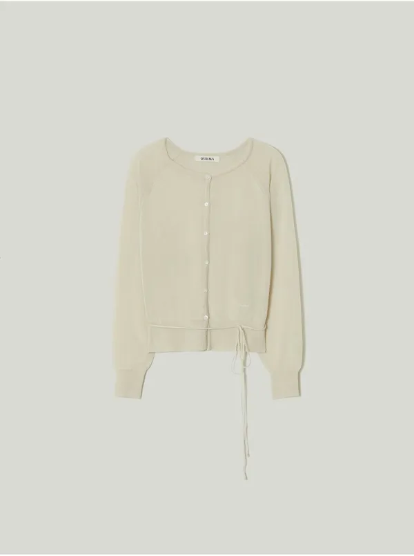 Sheer Cotton Strap Cardigan Pale Olive