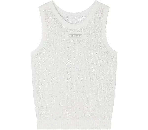 Essential Ribbed Sleeveless Knit Top [ White ]